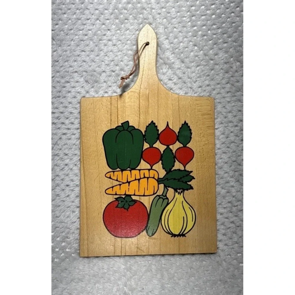 Nevco Hand Painted Wood Cutting Board Grandma 16x9 Vtg Decor Vegetables